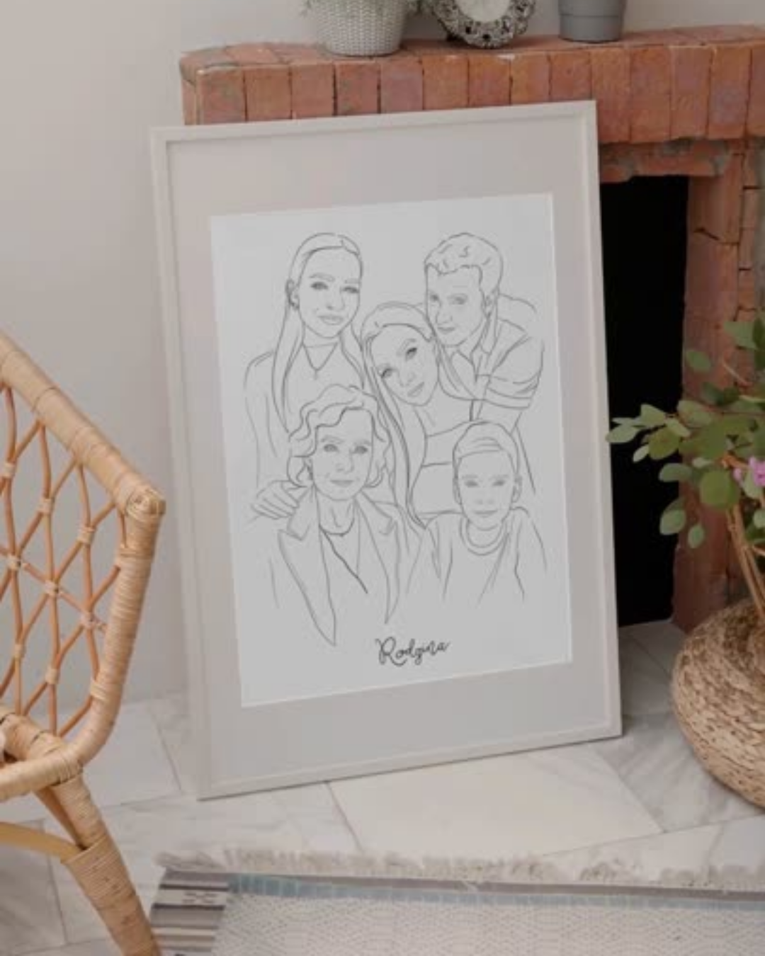 Minimalistyczny portret rodzinny z kilku zdjęć
