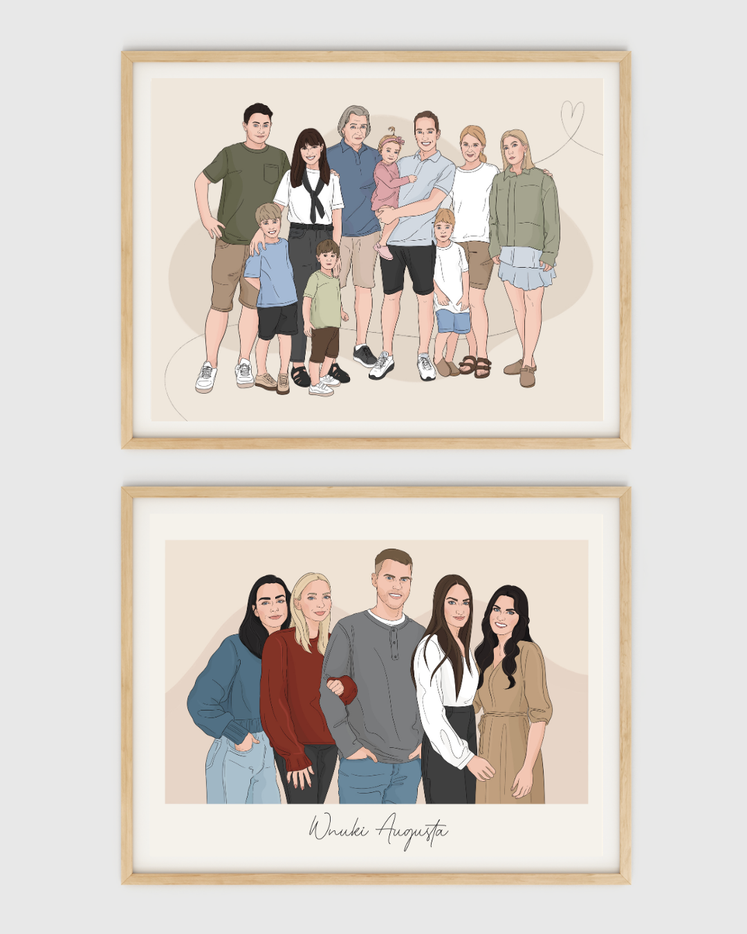 Rodzinny portret rysunek z wielu zdjęć